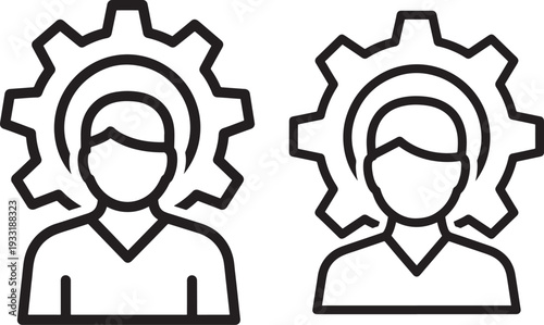 Silhouette person with gear icon profile