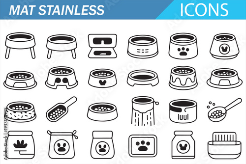 Stainless Steel Cookware Collection – Clean Line Icon Set for Restaurant Design