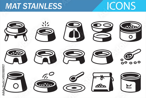 Kitchen Utensils and Cookware Stainless Steel Icons – Editable Line Vector Pack