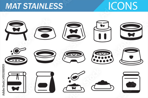Stainless Steel Kitchen Cookware Line Icons Set – Modern Minimal Outline Vector Collection