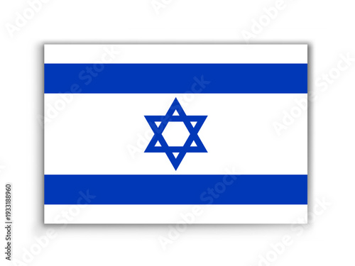 National flag of Israel with blue Star of David on white background for state and religious identity