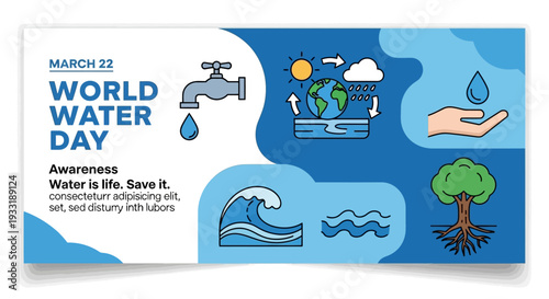 World Water Day awareness poster with save water message