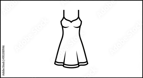 Simple Black and White Dress Illustration.