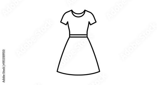 Simple Black and White Dress Illustration.