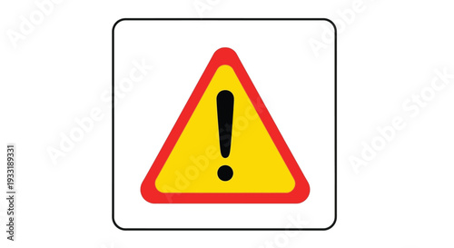 Yellow triangular warning sign with a black eZclamation point on white background