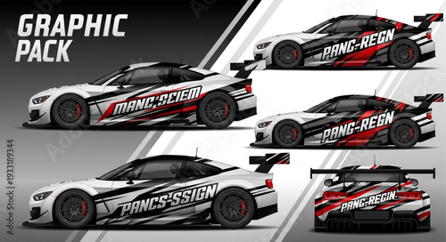 Racing car graphic pack with dynamic design and vibrant colors for speed.