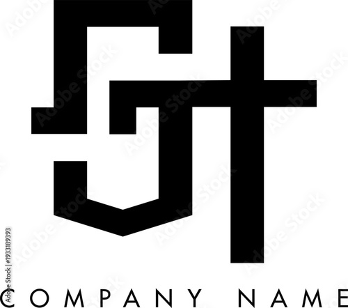 Minimalist GT Circular Monogram Logo Design with Bold Lines and Elegant Style