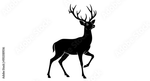 Silhouette of Deer with Antlers.