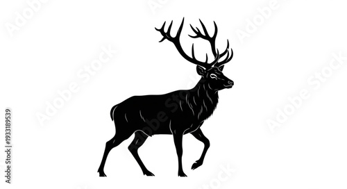 Silhouette of Deer with Antlers.