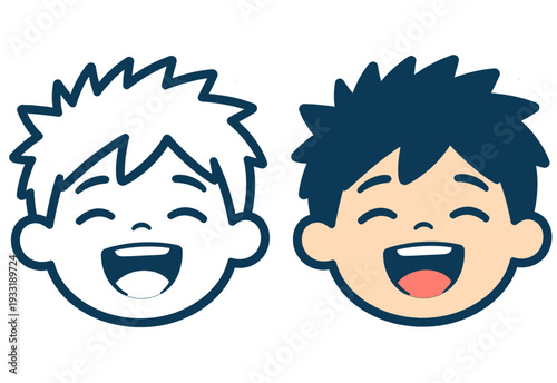 Cute Smiling Boy Face Illustration