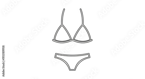 Simple Black and White Bikini Illustration.