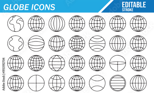 Earth Grid and Latitude Longitude Outline Vector Set
