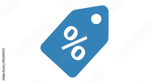 Blue price tag with a white percentage symbol indicating a discount or sale