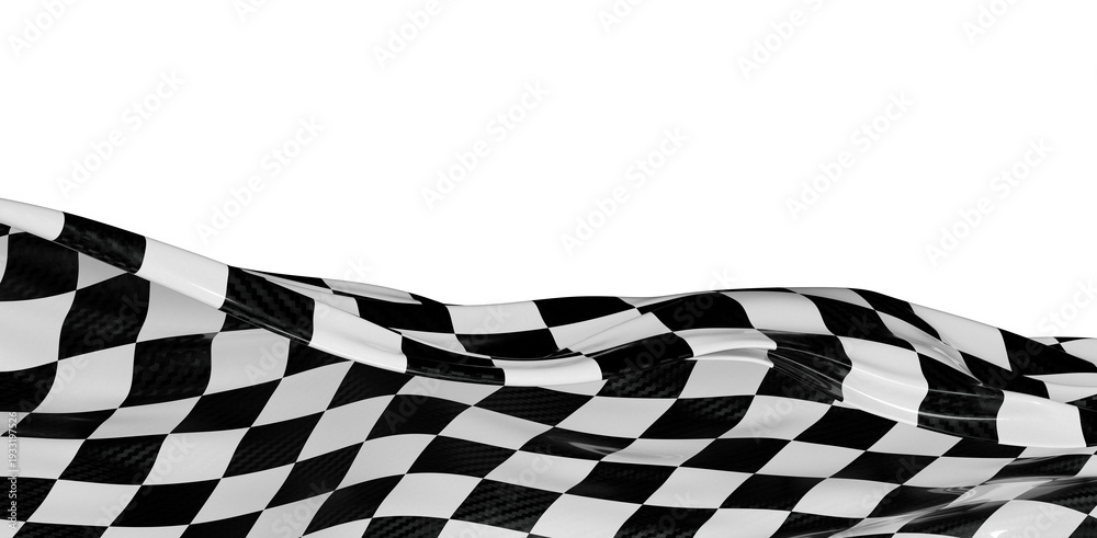 Obraz premium Dynamic image of a checkered flag in motion, perfect for depicting speed, competition, and the thrill of racing, ideal f