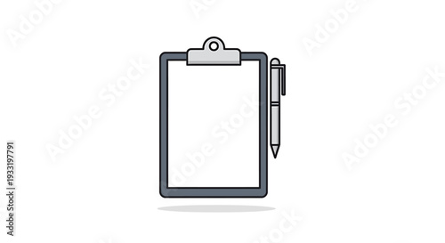 Clipboard with Blank Sheet and Pencil Ready for Notes and Planning. Vector Icon. EPS Editable