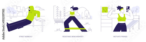 Fitness training isolated cartoon vector illustrations se