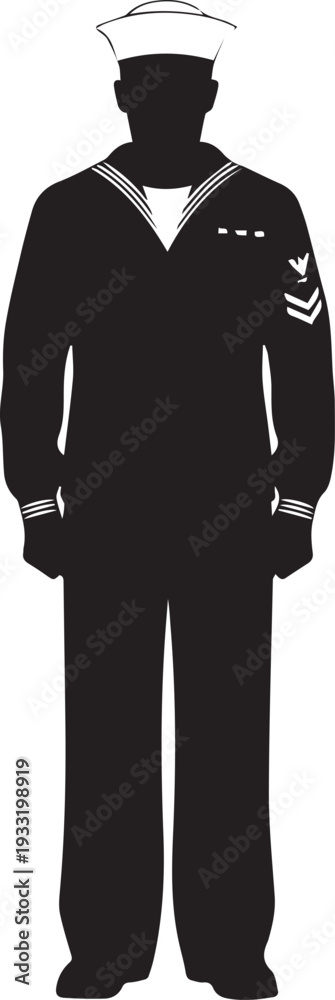 Φωτογραφία Sailor uniform silhouette vector illustration for navy and maritime service conc