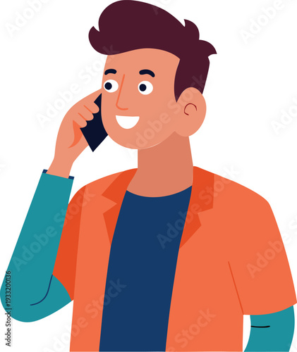 A man talk over the mobile phone isolated on transparent background