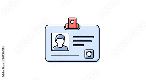 Professional Identification Badge With Photo For Staff Security. Vector Icon. EPS Editable