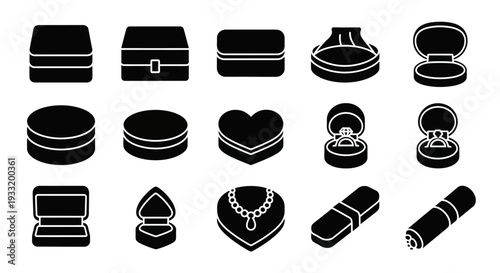 Collection of jewelry and accessories icons displayed in a grid layout