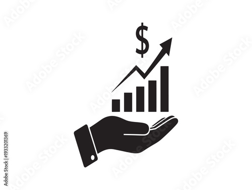 Financial growth and investment concept with hand holding bar graph and dollar sign