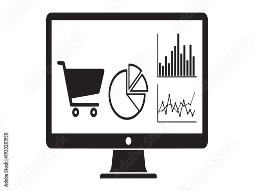 E commerce analytics and statistics on a computer monitor display