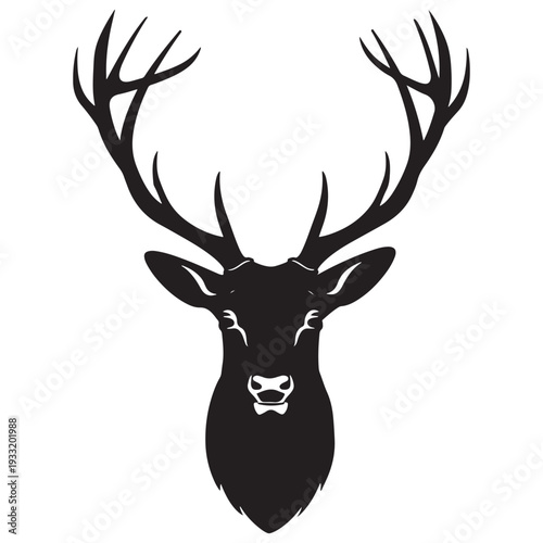 Majestic deer antlers head silhouette vector illustration flat design