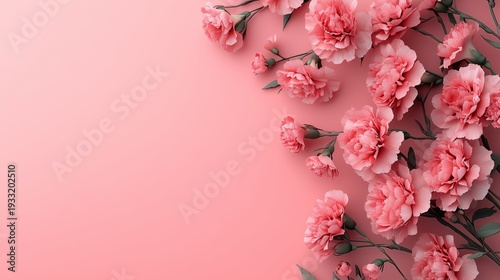 Pink Carnations on a Smooth Surface With a Light Background