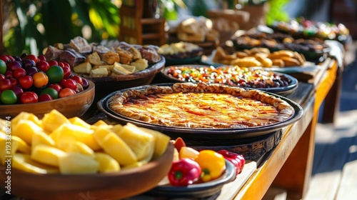 Various Dishes Arranged on a Table During a Gathering of Family and Friends f...