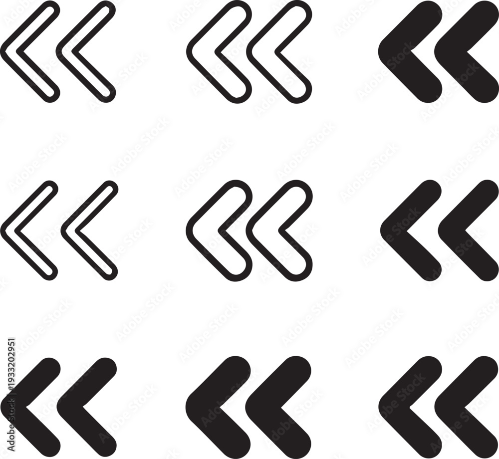 Obraz premium Minimalist Rewind Arrow icon set