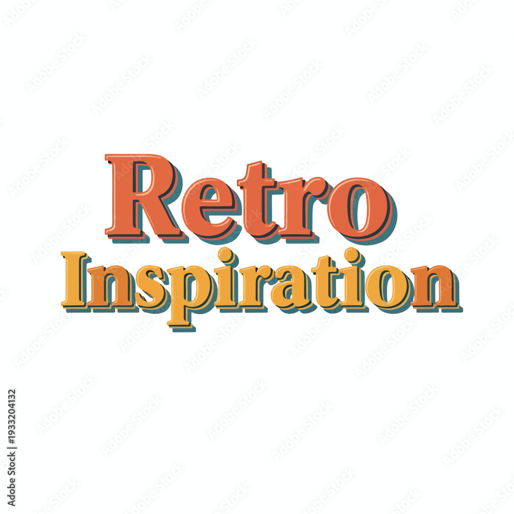 Fototapeta premium Stylized Retro Inspiration Text Graphic, a Vibrant Vintage Font Illustration for Creative Design Projects