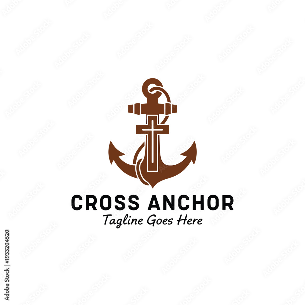 Obraz premium Religious Symbolism: Anchor and Cross Graphic Design Representing Faith and Hope