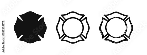 Maltese Cross Firefighter Symbol Icon Set