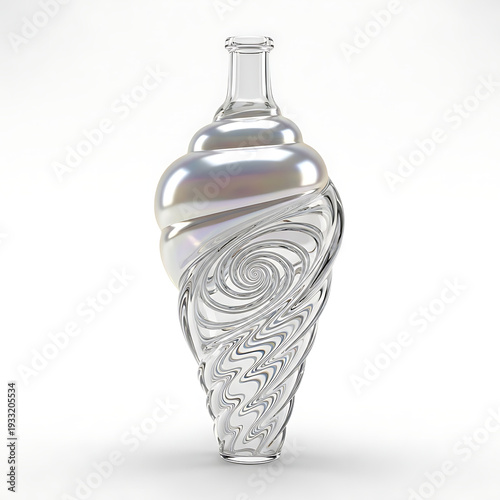 Iridescent seashellshaped glass bottle