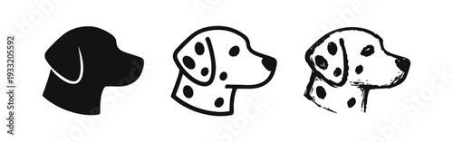 Dalmatian Dog Head Profile Icon Set