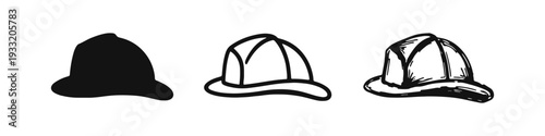Firefighter Helmet Icon Set in Various Styles