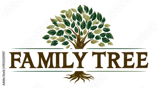 Stylized Family Tree Graphic Design: Symbolizing Ancestry, Heritage, Genealogy, Generations, Growth, and Connected Roots