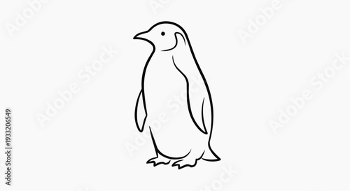 A simple line art illustration of a penguin standing on a white background