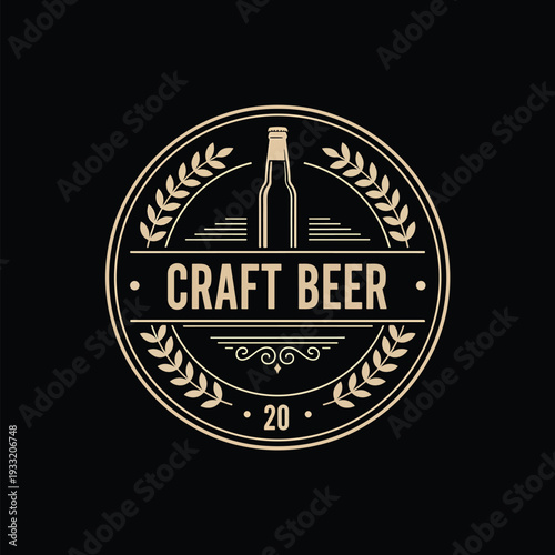 Vintage Craft Beverage Label Design: Classic Emblem for Pub or Brewery Branding