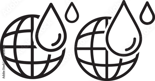 Silhouette globe with water drops for climate change