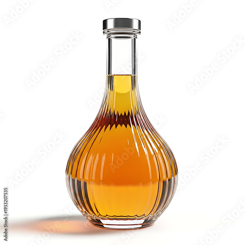Glass bottle with amber liquid