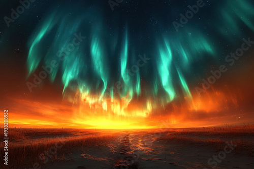 Aurora lights dancing across the night sky.