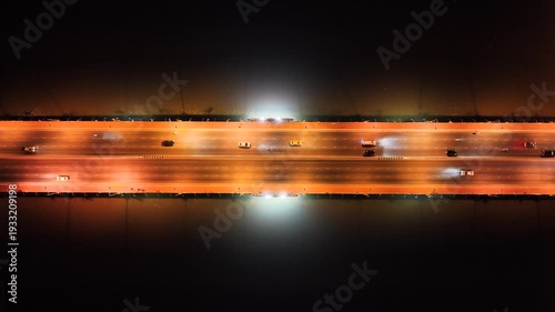 Expressway, Self-driving autonomous electric cars of the future with elements move along a busy traffic intersection. Artificial Intelligence, Car Scan, GPS Tracking, Smart Roads, IoT, highway