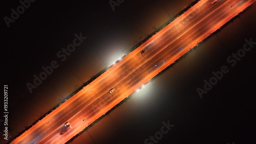 Expressway, Self-driving autonomous electric cars of the future with elements move along a busy traffic intersection. Artificial Intelligence, Car Scan, GPS Tracking, Smart Roads, IoT, highway