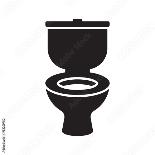 Toilet icon on white background or silhouette vector 