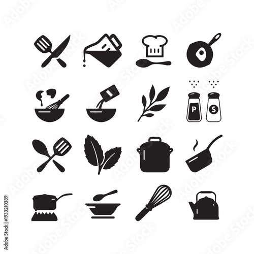 Cooking Icons - Black Series on white background or silhouette vector 