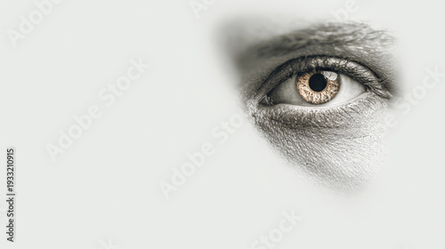 Human eye observing view with focus and vision