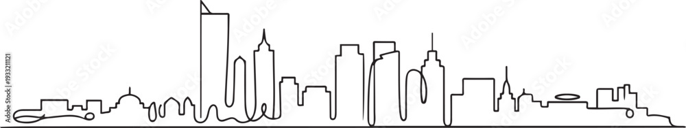 Naklejka premium Beirut skyline with line art style vector illustration. Modern city design vector. one line Icon drawing