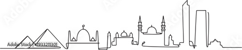 Cairo skyline with line art style vector illustration. Modern city design vector. one line Icon drawing