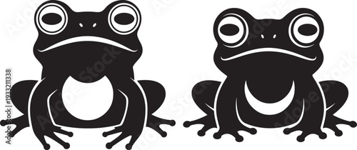 Two frogs silhouette isolated on white background